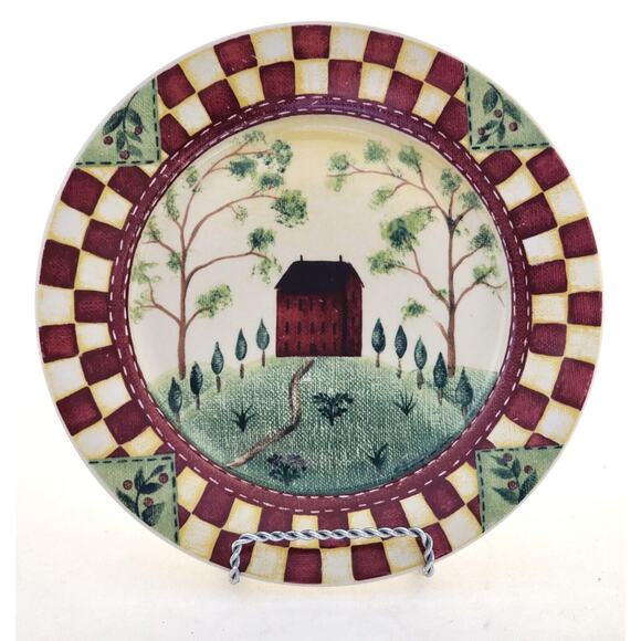 PLATE-DINNER-THOMSON POTTERY-2002 by Beth Vincent-Stephens-Country-Checker-10.5" - Picture 1 of 6